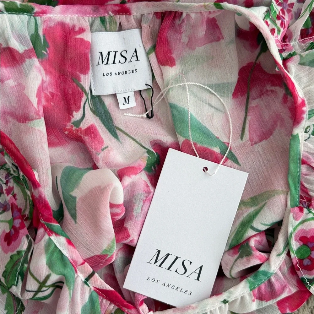 Misa Los Angeles Eliza Floral Tiered Chiffon Dress Medium NWT - Picture 5 of 7